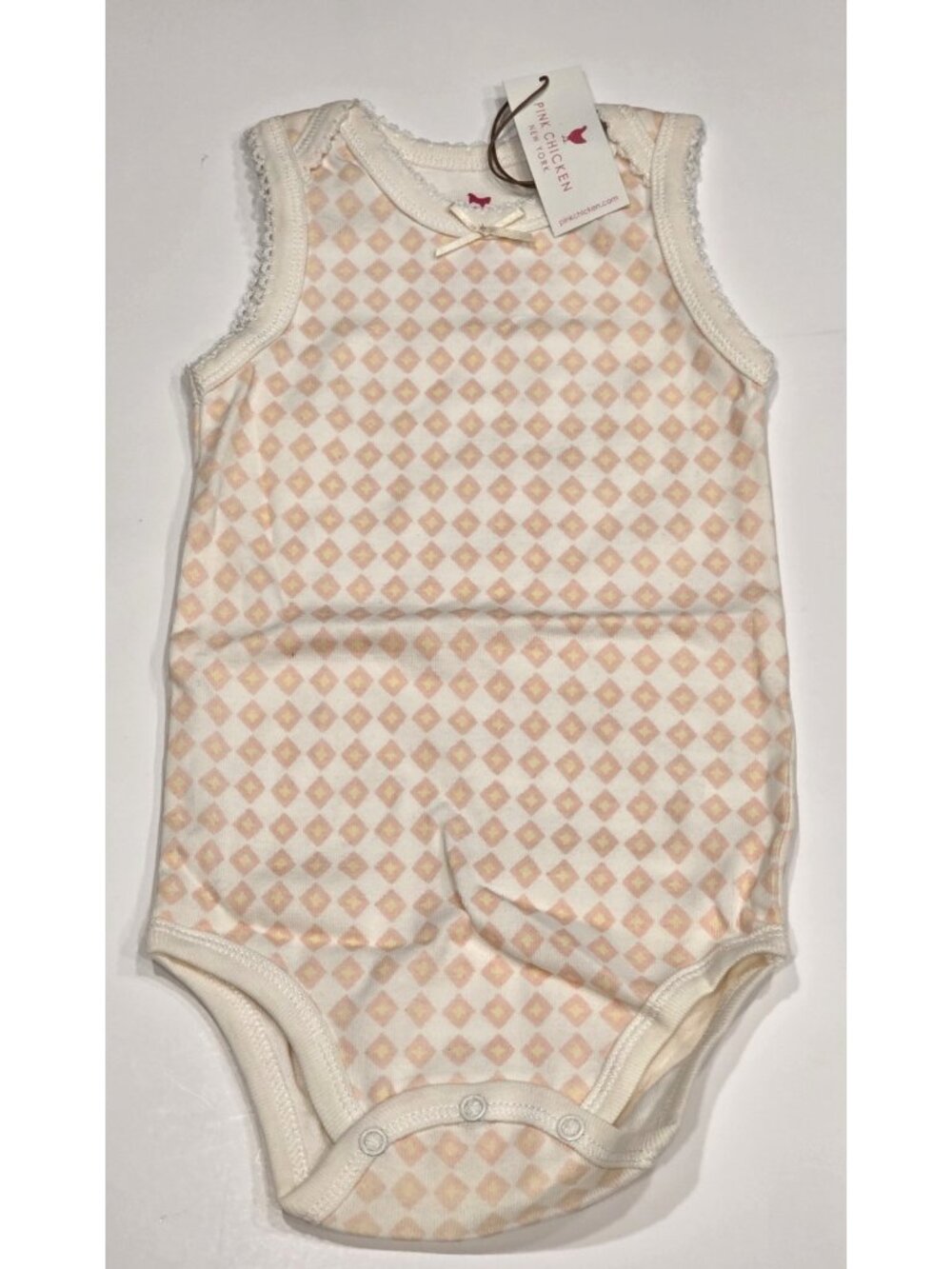 Pink Chicken Baby Girl's One Piece Bodysuit Pink Diamond Print 6/9 Mos. NWT